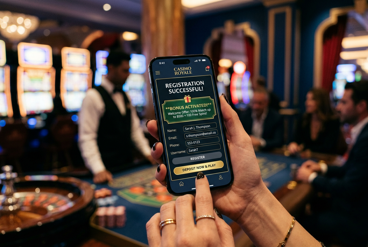 Proces rejestracji w kasynie online na smartfonie