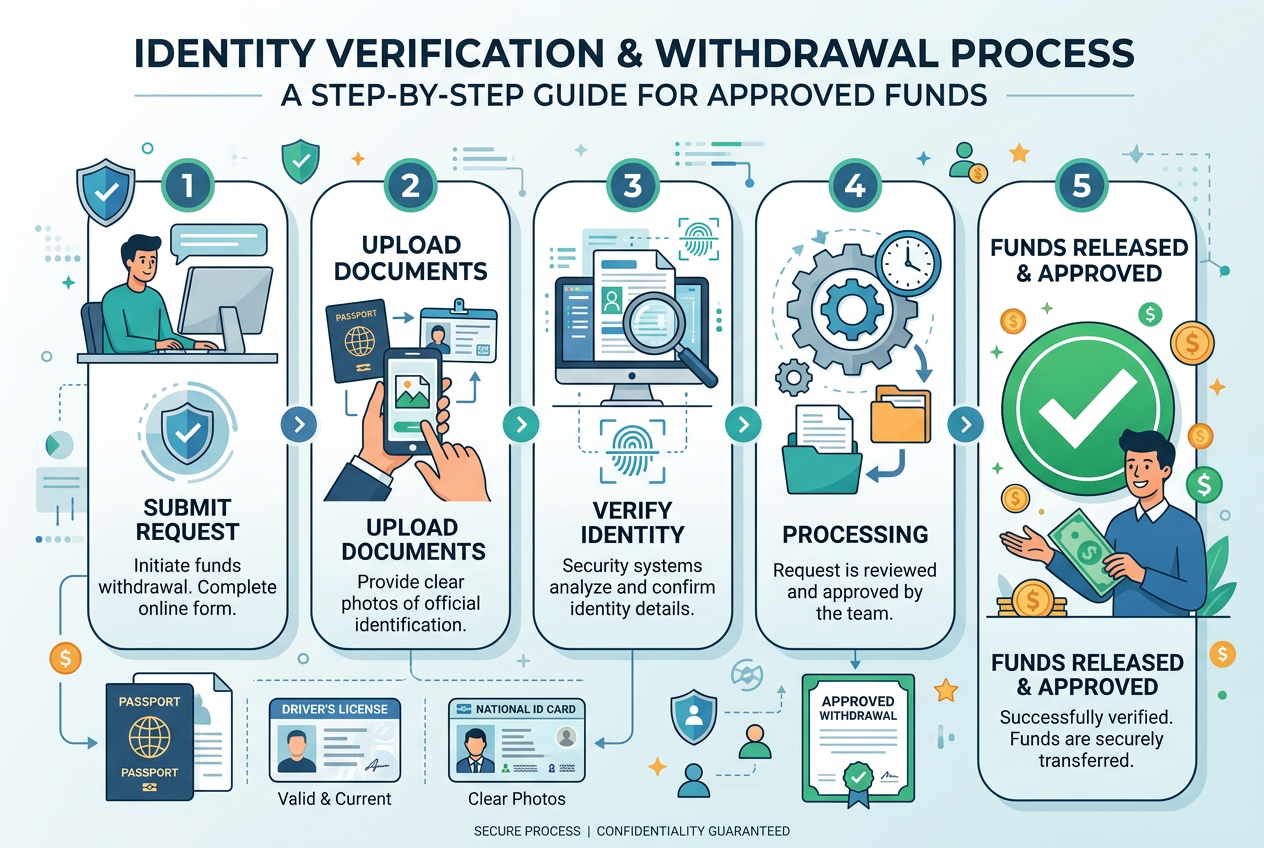Infografika przedstawiająca optymalny proces wypłaty w kasynie online